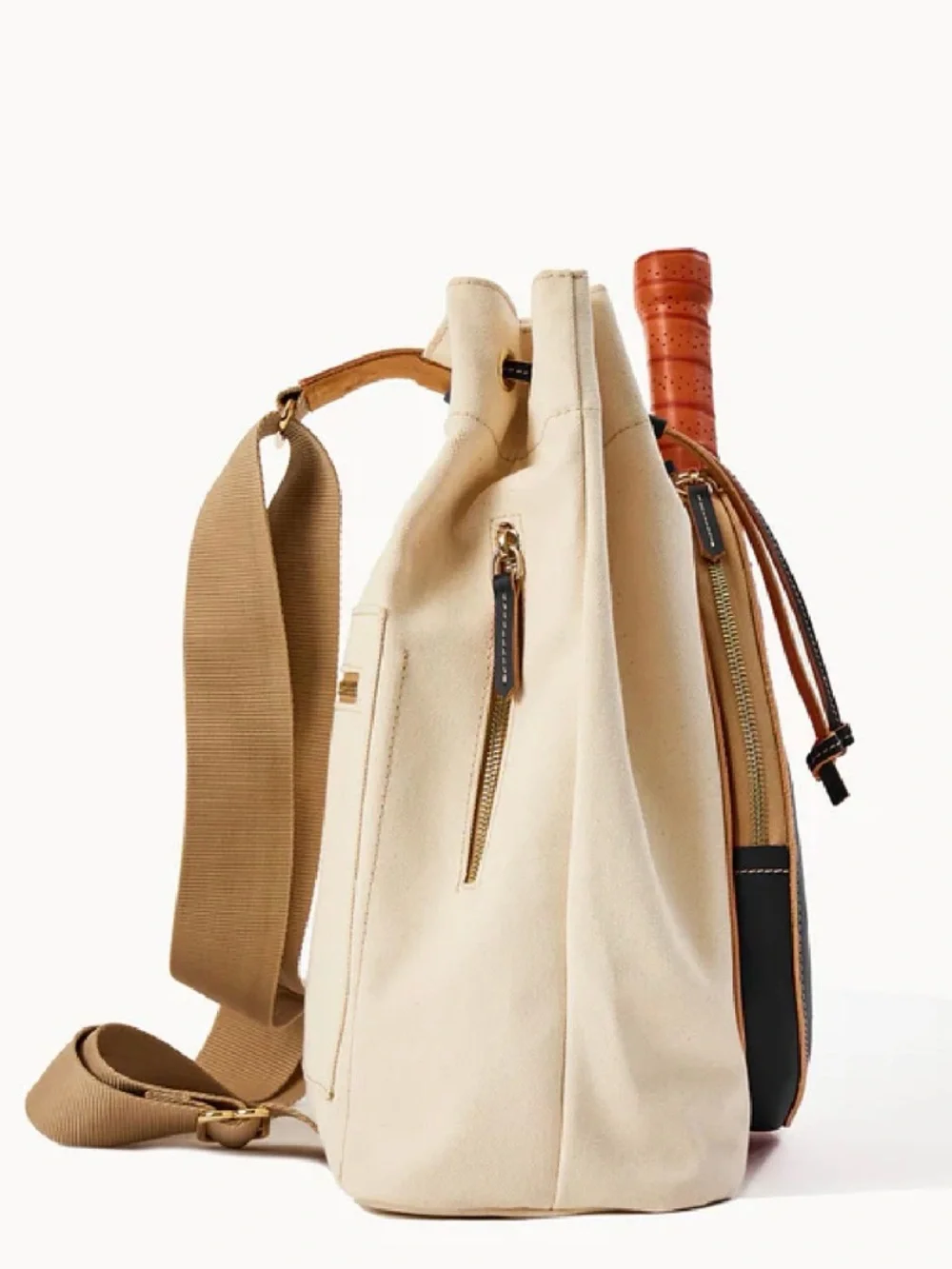 Dooney & Bourke Canvas And Leather Pickleball Sling Bag, Color Cream/Black - Picture 3 of 11